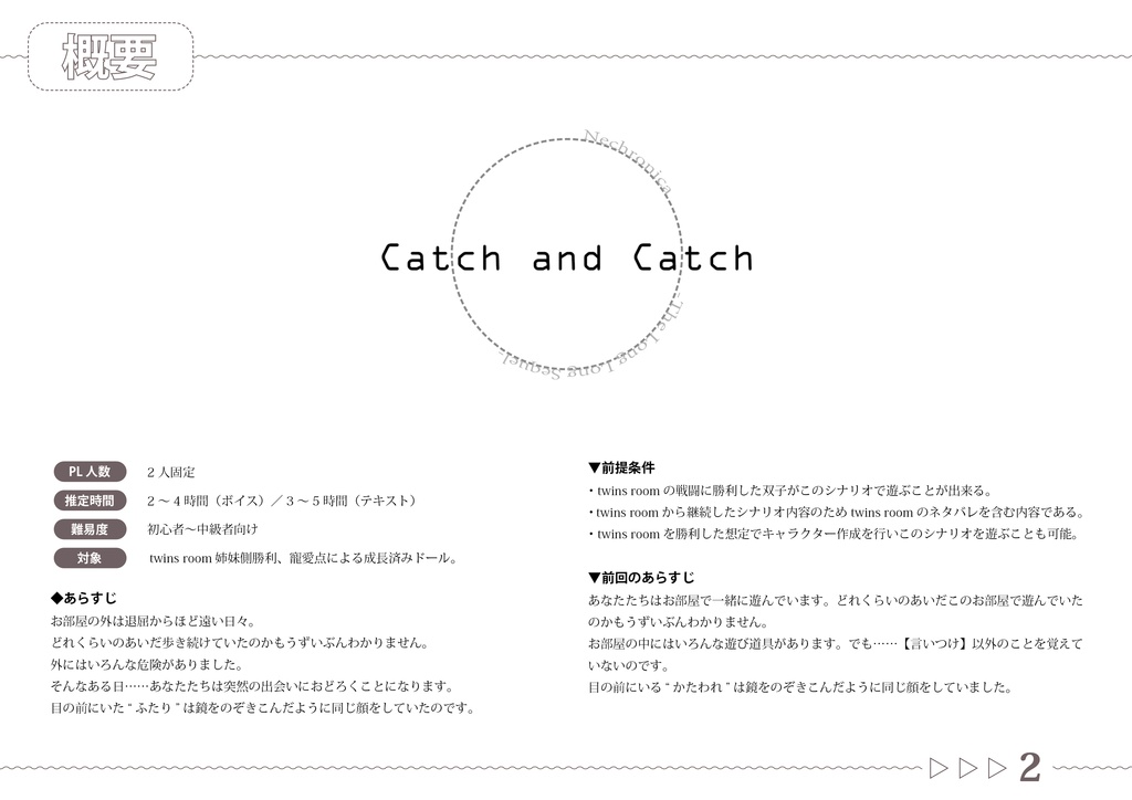 永い後日談のネクロニカ2PL継続シナリオ Catch and Catch