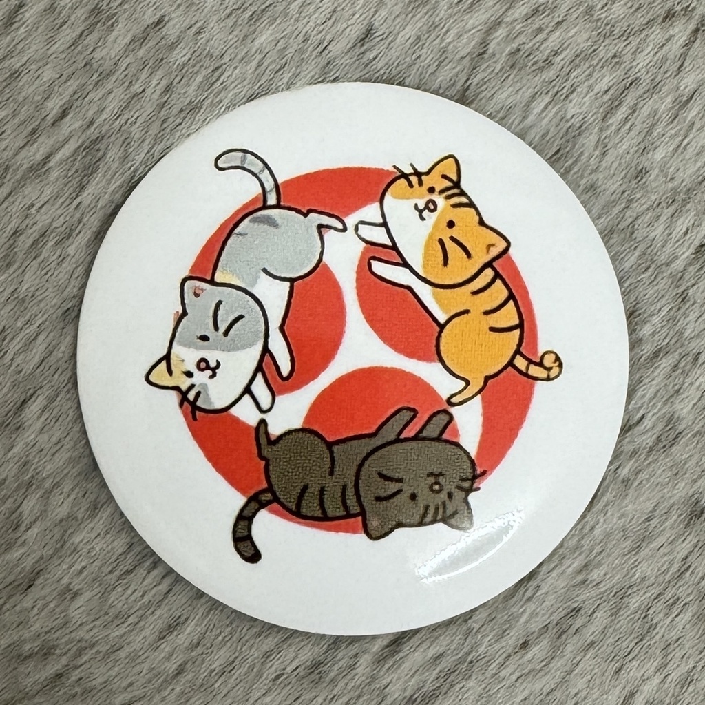 【ピート&チルル&マロン】三つ巴缶バッチ&ステッカー セット