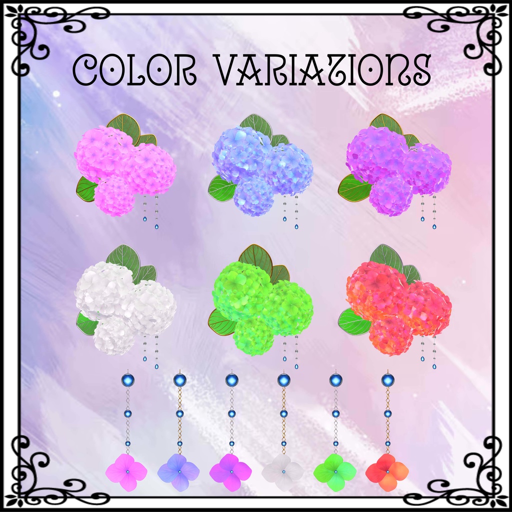 【無料/Freeあり】アジサイ髪飾り/イアリング Hydrangea hair accessory/earrings