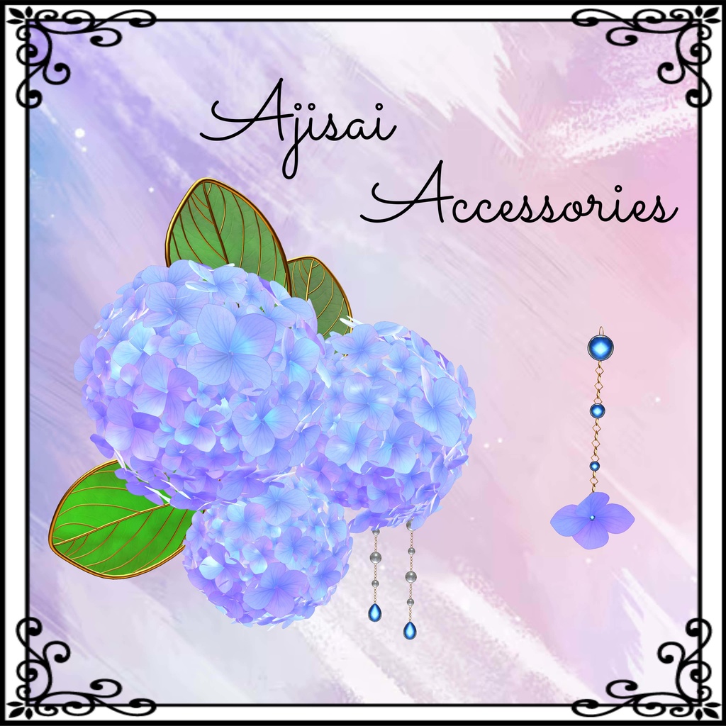 【無料/Freeあり】アジサイ髪飾り/イアリング Hydrangea hair accessory/earrings