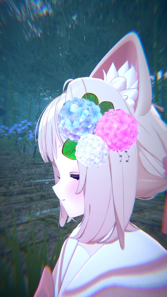 【無料/Freeあり】アジサイ髪飾り/イアリング Hydrangea hair accessory/earrings