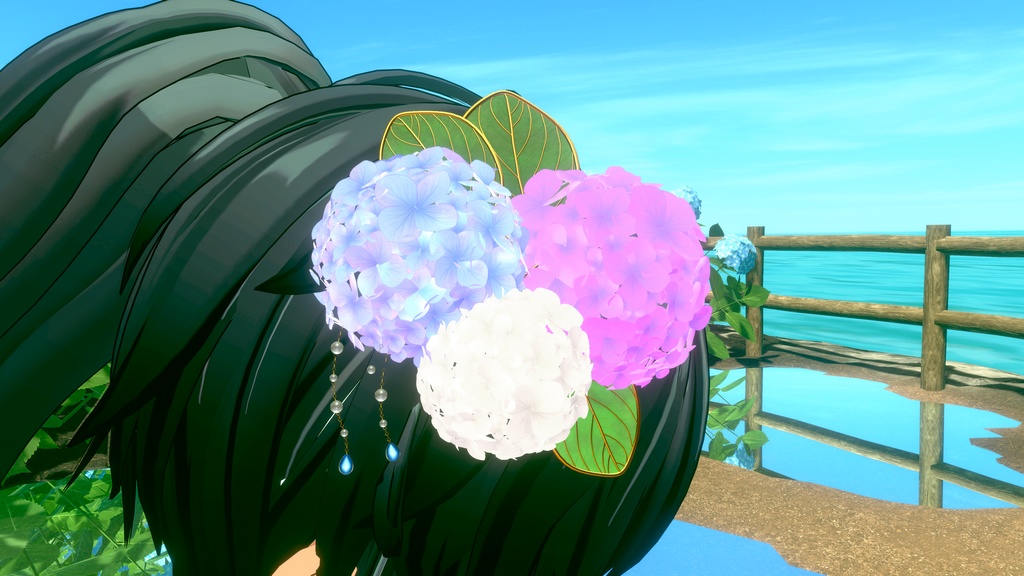 【無料/Freeあり】アジサイ髪飾り/イアリング Hydrangea hair accessory/earrings