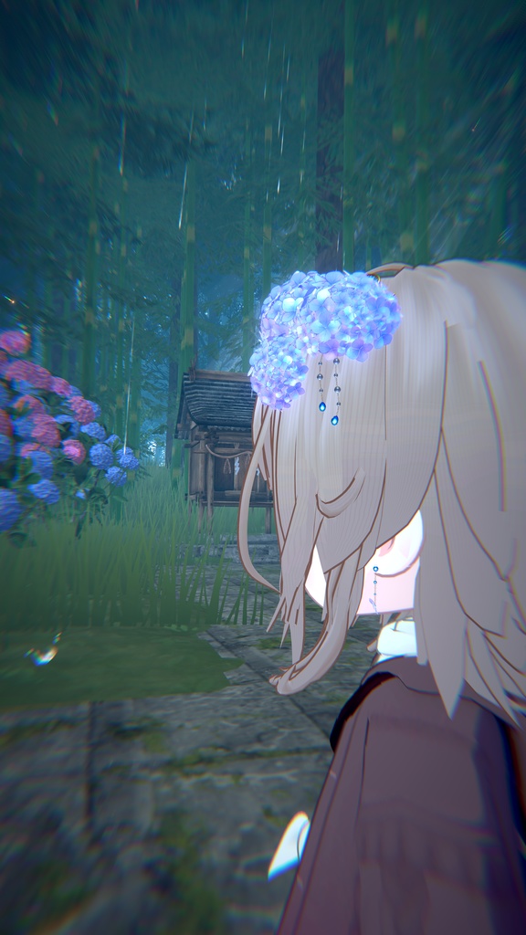 【無料/Freeあり】アジサイ髪飾り/イアリング Hydrangea hair accessory/earrings