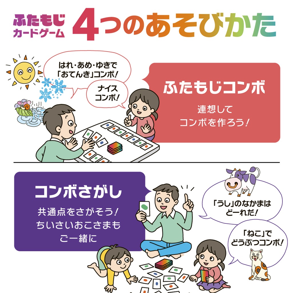 【ふたもじカードゲーム】お子様から大人と一緒に遊べる「連想コンボゲーム」