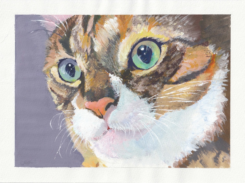 完全アナログ　手描き　猫　｛見つめる碧玉｝