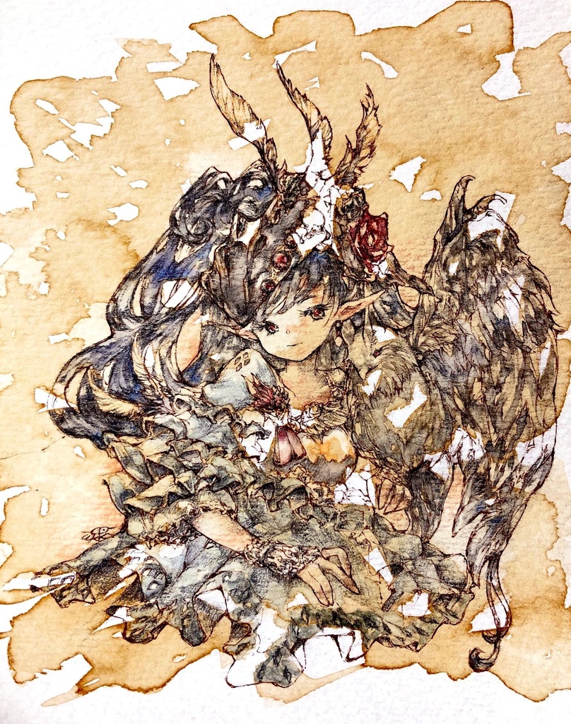 ファンタジーイラスト原画/透明水彩