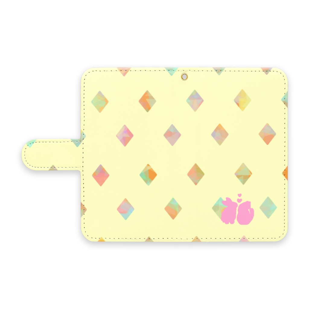 手帳型Androidケース うさぎ×ねこ