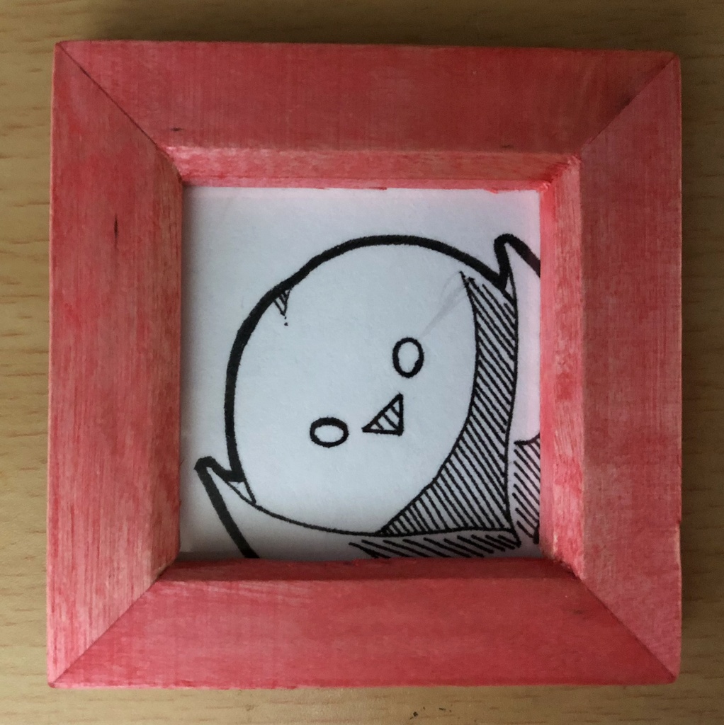 何か言いたそうな顔でこちらを見つめているミニ原画