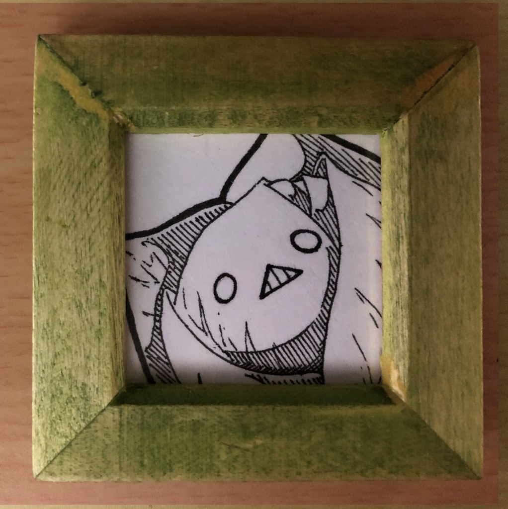 何か言いたそうな顔でこちらを見つめているミニ原画