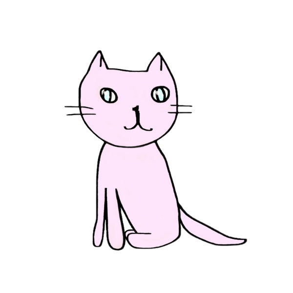 ピンクの猫のシンプルなイラスト