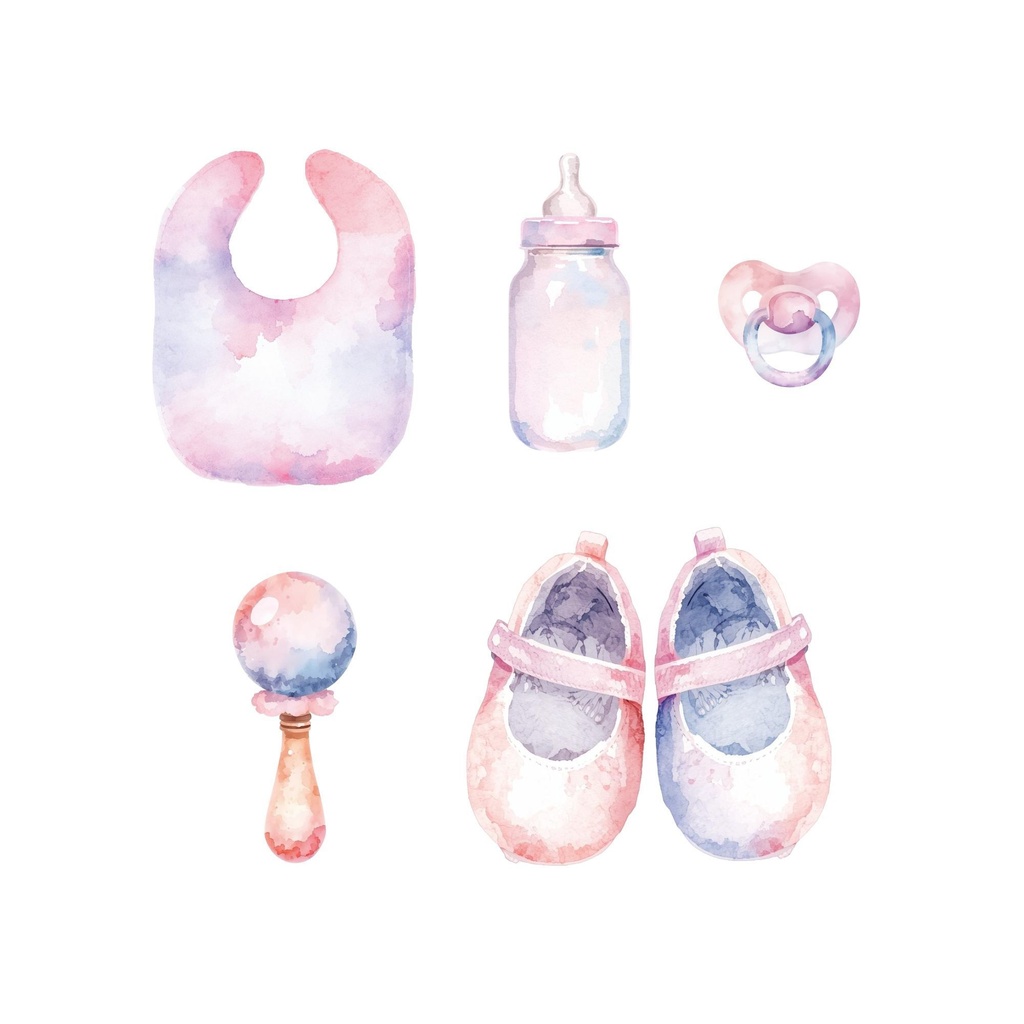 Soft Pastel Baby Watercolor Clipart