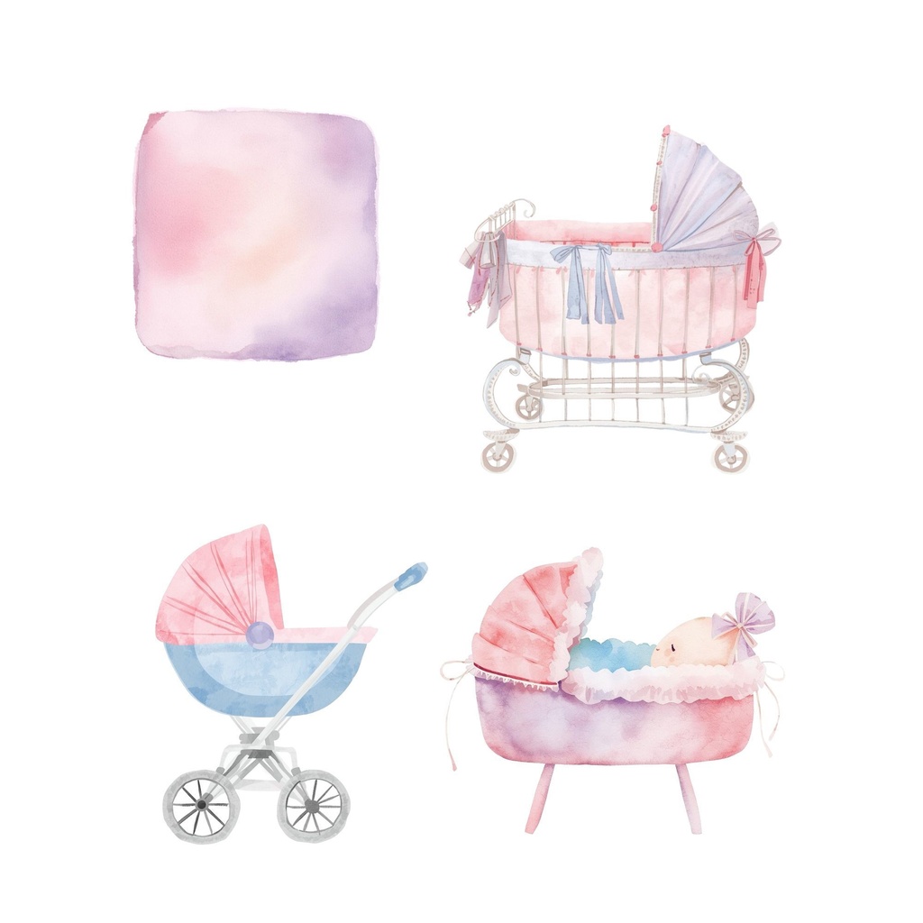Soft Pastel Baby Watercolor Clipart