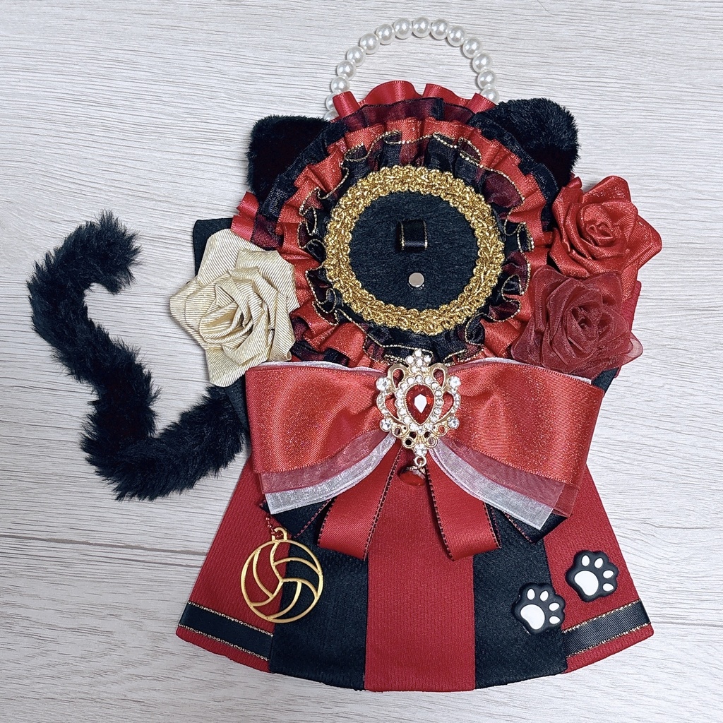 缶バッジ用ロゼット 赤×黒