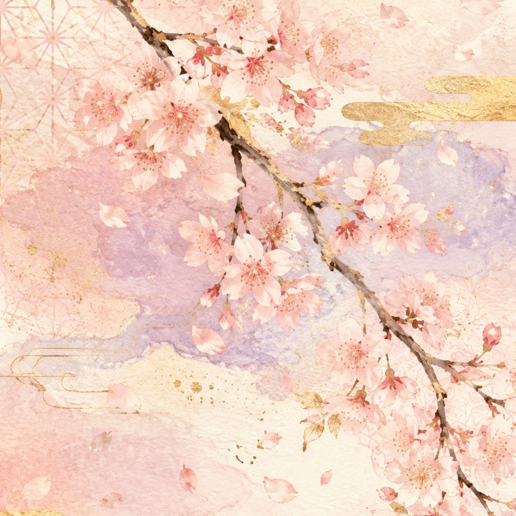 日本の春 和柄デジタルペーパー10枚セット|桜・富士山・藤・花柄・和紙風デザイン