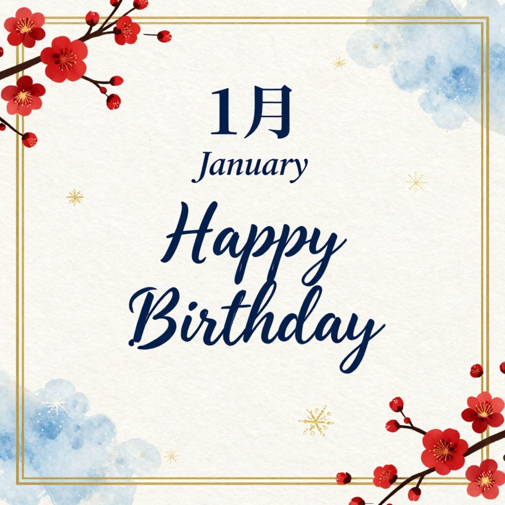 1月〜12月 誕生日デジタルペーパー12枚セット|日本の四季・和柄・季節の花 バースデーデザイン