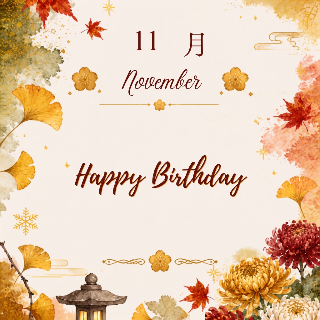 1月〜12月 誕生日デジタルペーパー12枚セット|日本の四季・和柄・季節の花 バースデーデザイン