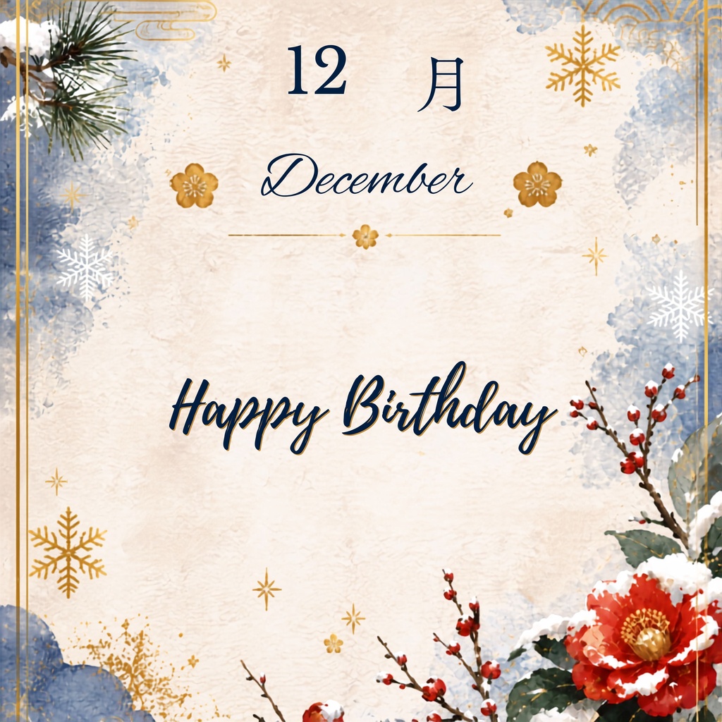 1月〜12月 誕生日デジタルペーパー12枚セット|日本の四季・和柄・季節の花 バースデーデザイン