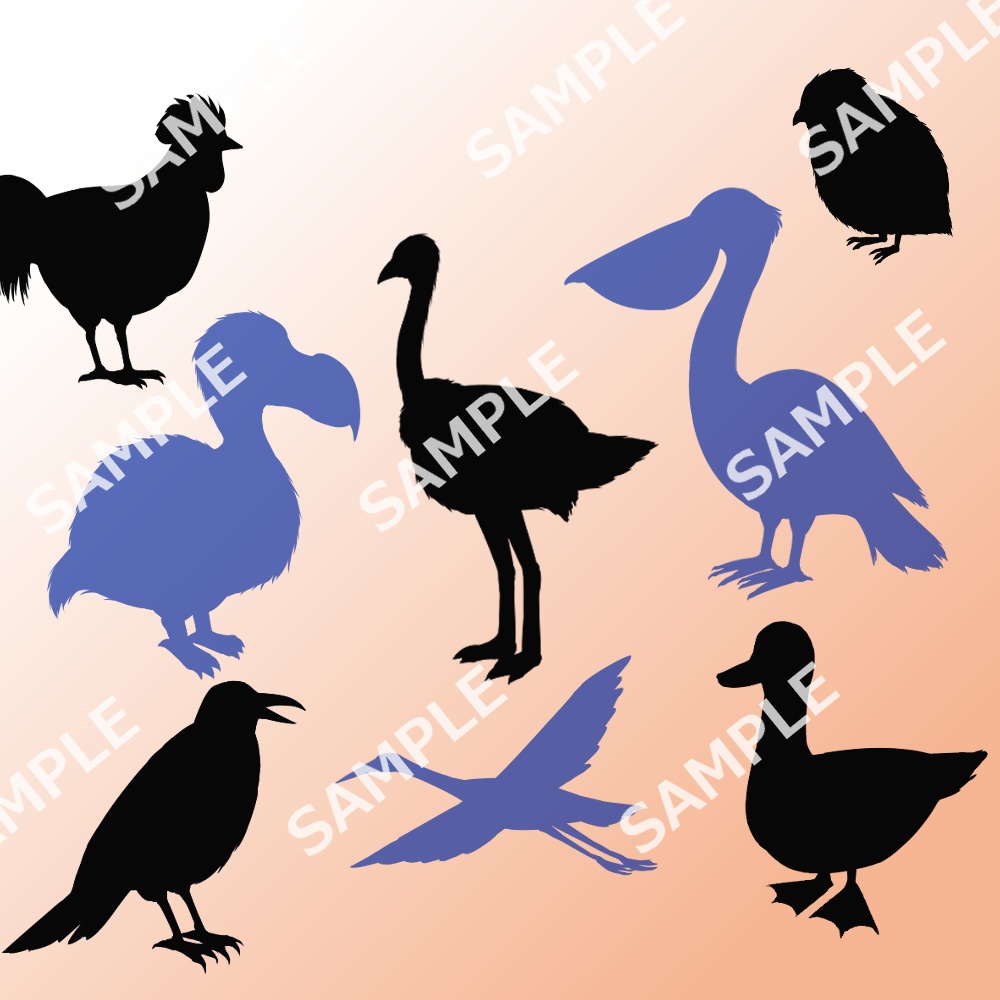 動物シルエット 鳥類・爬虫類・ついでに両生類