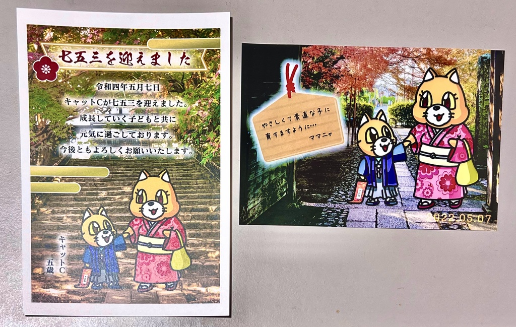 キャットC七五三お祝いセット(ポストカード&写真)