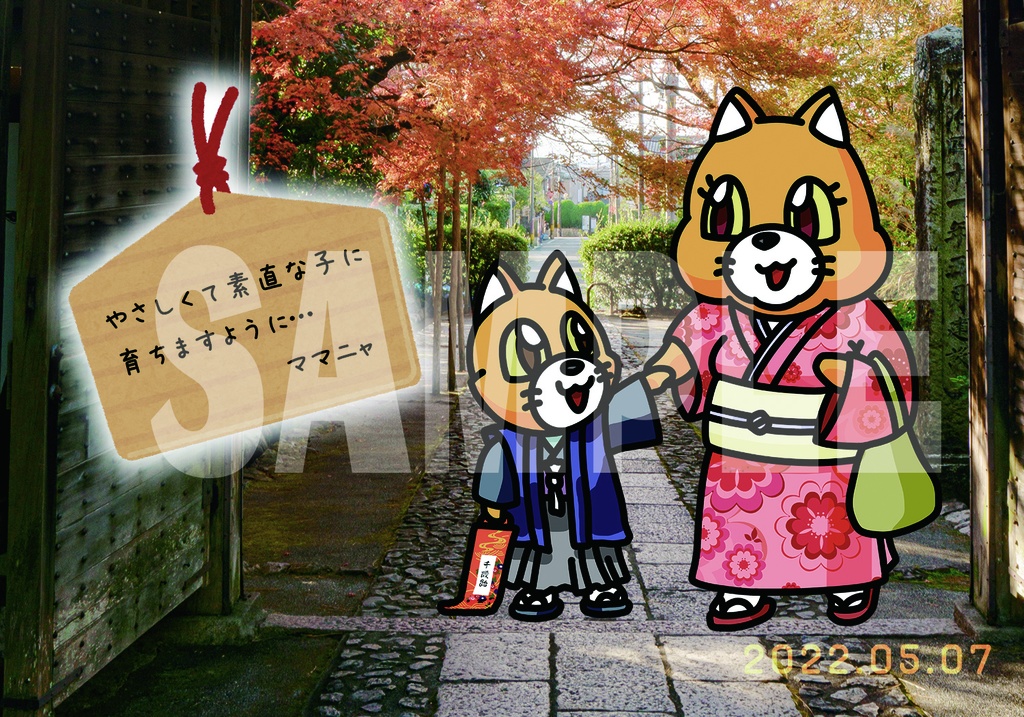 キャットC七五三お祝いセット(ポストカード&写真)
