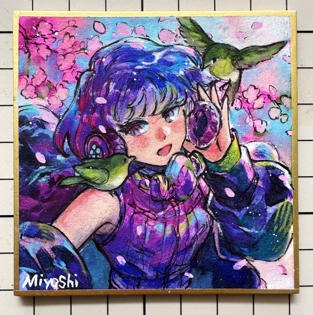 ミニ原画(豆色紙サイズ)【和サイバーパンク】①