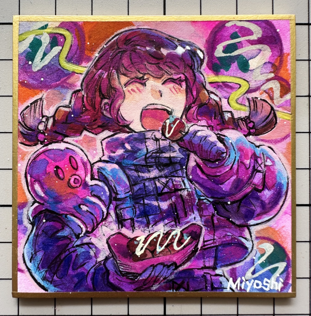 ミニ原画(豆色紙サイズ)【和サイバーパンク】②