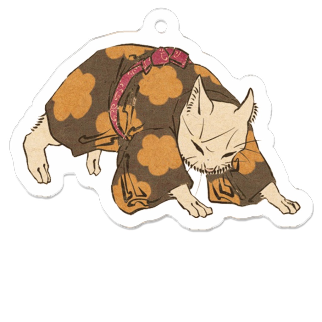 猫浮世絵　雑煮猫　にんじん　アクリルキーホルダー　Neco-UKIYOE Zouni-Neko Ninjin