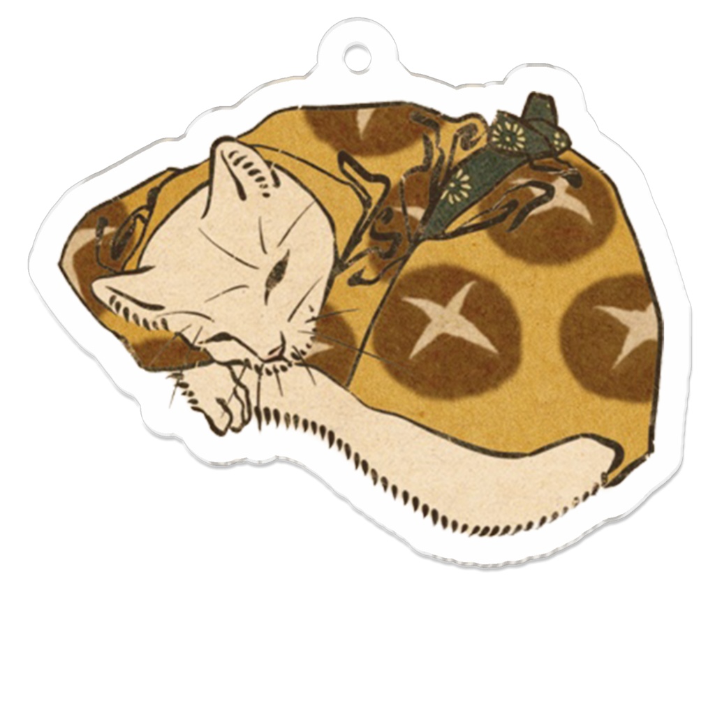 猫浮世絵 雑煮猫 しいたけ アクリルキーホルダー Neco-UKIYOE Zouni-Neko Shiitake