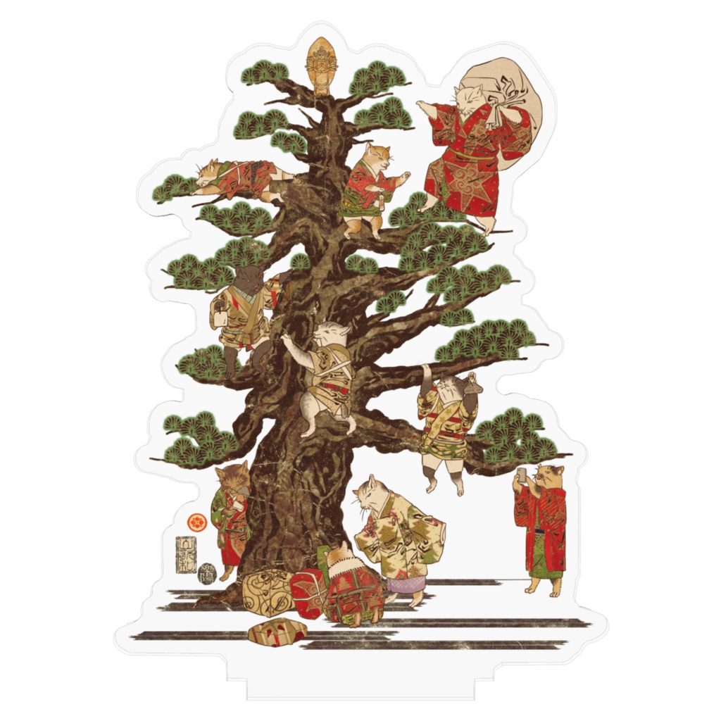 猫浮世絵 クリスマスツリー アクリルフィギュア Neco-UKIYOE  Christmas tree
