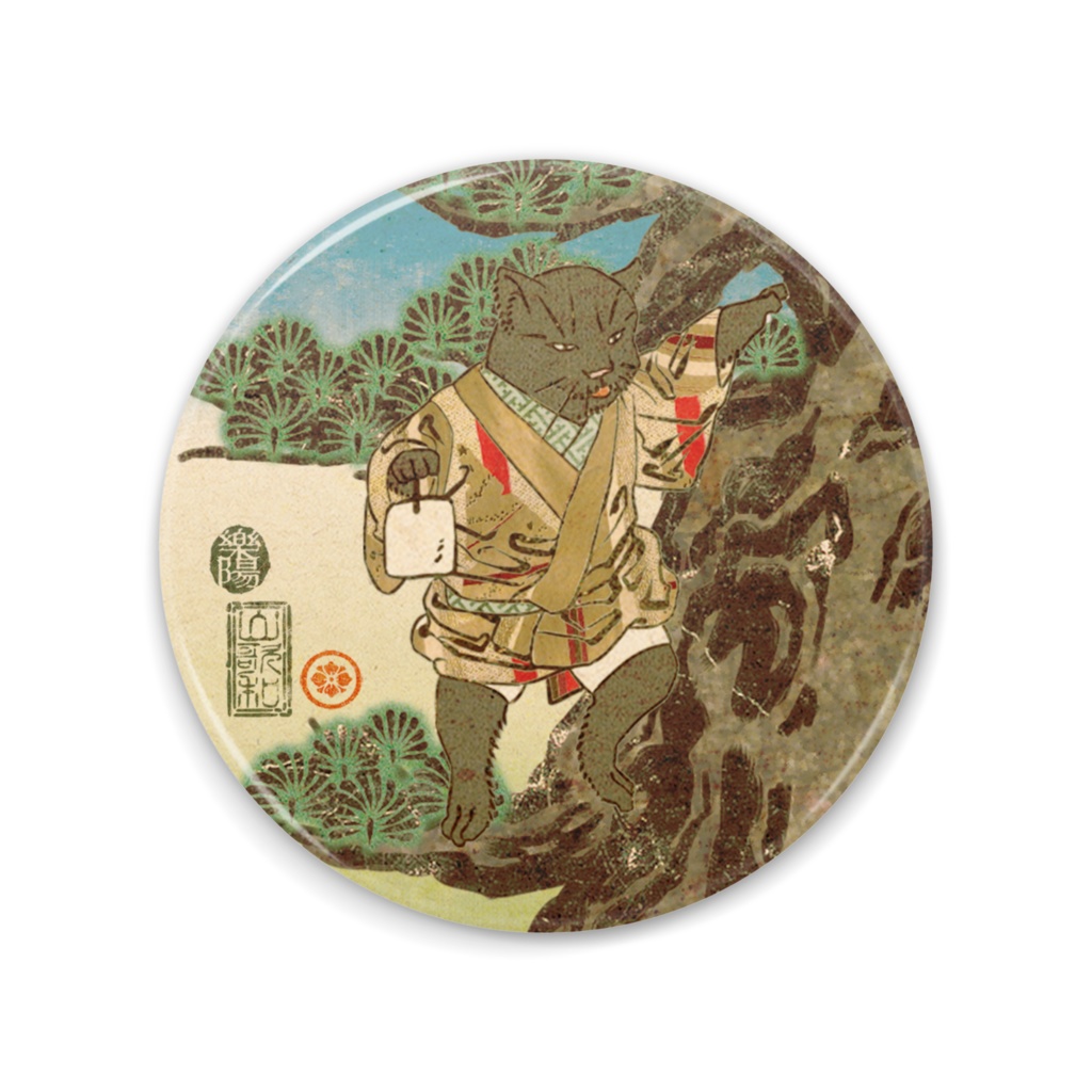 猫浮世絵 はんぺん 缶ミラー Neco-UKIYOE Hanpen