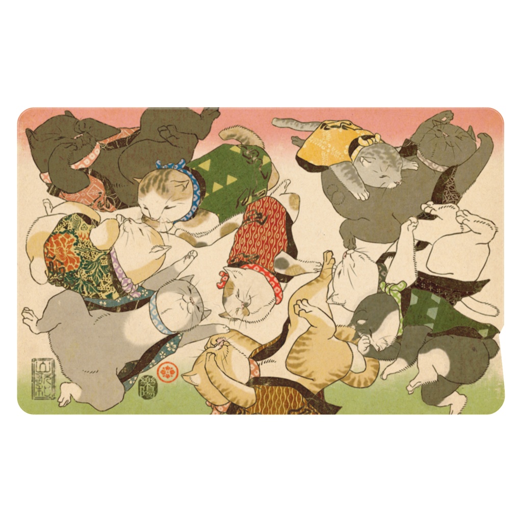 猫浮世絵　寝子十匹　ICカードステッカー　Neco-UKIYOE 10 Neko zzz