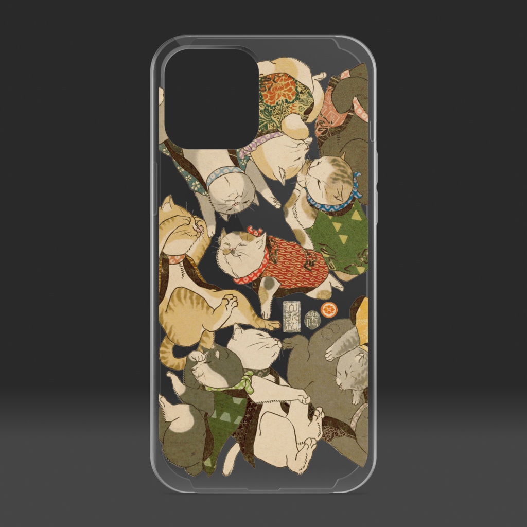 猫浮世絵 寝子十匹 クリアiPhoneケース Neco-UKIYOE 10 Neko zzz