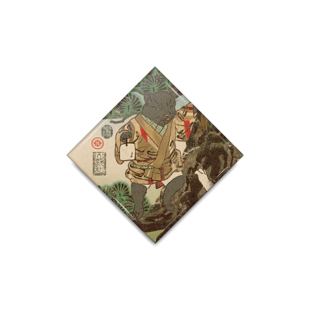 猫浮世絵 缶バッジ ひし形