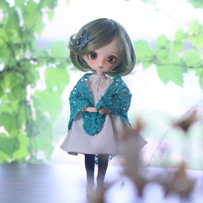 【受注】20cmサイズ向け 三角レースショール