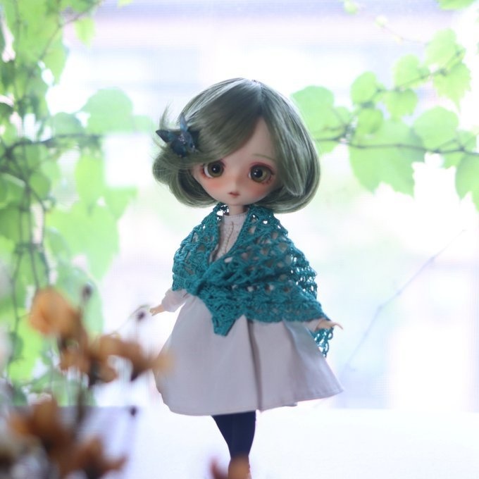 【受注】20cmサイズ向け 三角レースショール