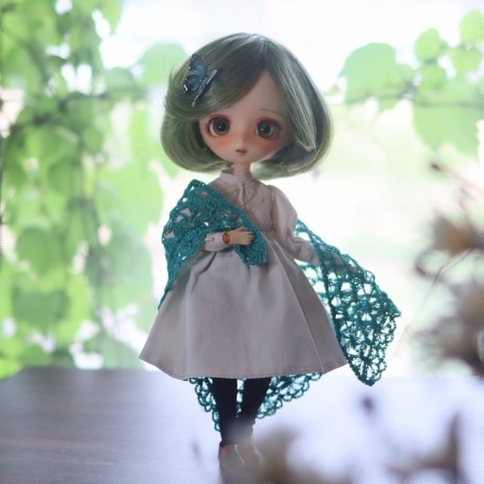 【受注】20cmサイズ向け 三角レースショール