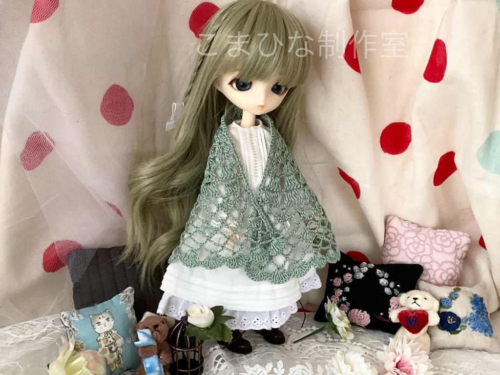 【受注】20cmサイズ向け 半円レースショール