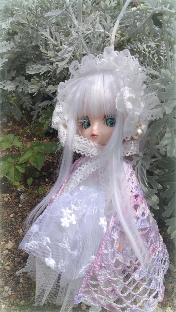 【受注】20cmサイズ向け 半円レースショール