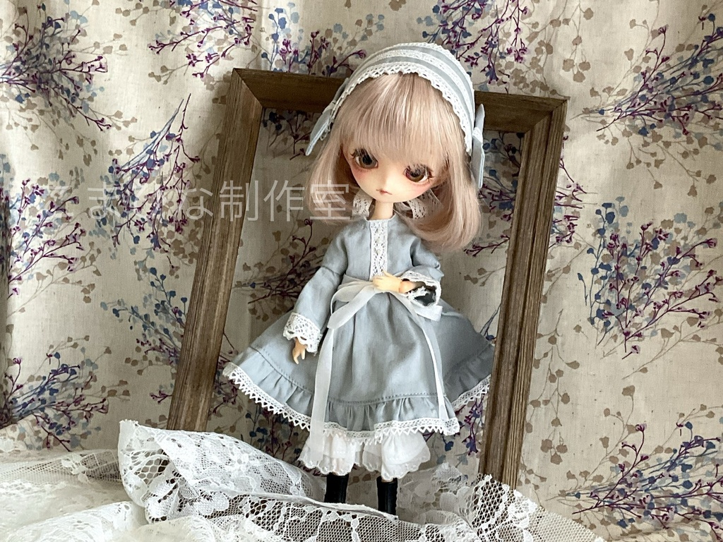 ハルモニアシリーズ向け　くすみブルーワンピースセット