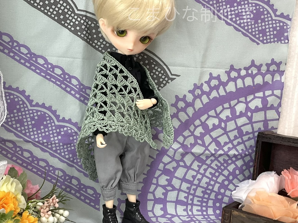 【ブラインドカラー】20cmサイズ向け　三角レースショール