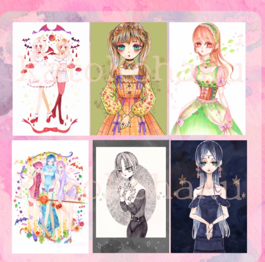 イラストカード6種