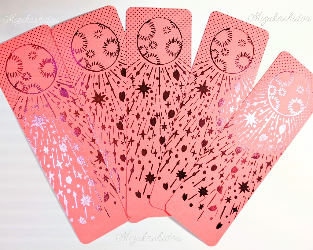 満月と桜吹雪の箔栞