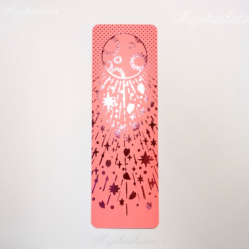 満月と桜吹雪の箔栞