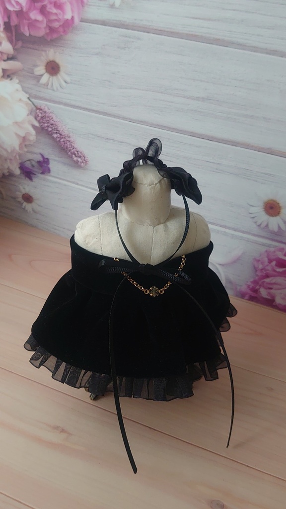 ベルベットドレス(黒)ヘッドドレス付き