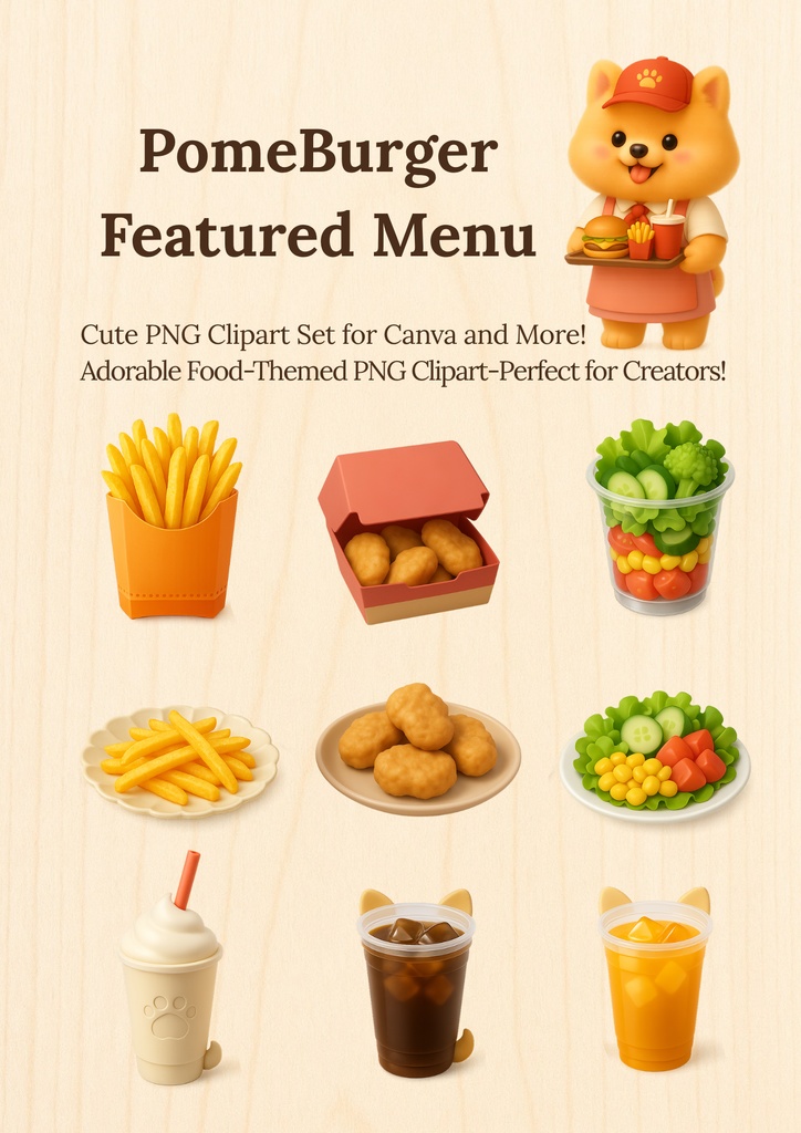 PomeBurger Vol.1|ハンバーガーPNG素材セット / Burger PNG Clipart Set