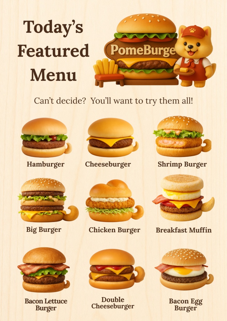 PomeBurger Vol.1|ハンバーガーPNG素材セット / Burger PNG Clipart Set