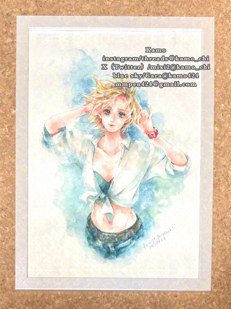 【A4原画】2025年残暑見舞い使用作品「風を楽しむ」【簡易フレーム付き】