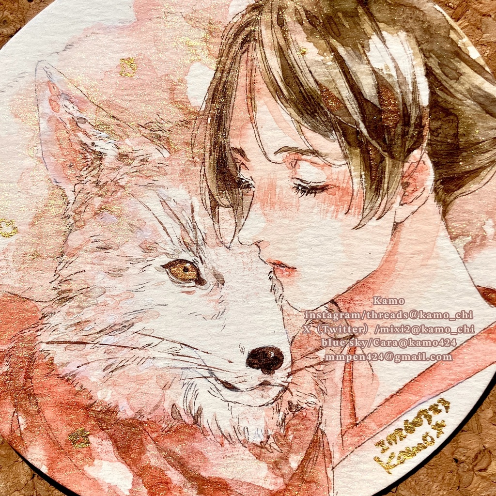 ［直径8.8cm原画］ 御狐様と巫女さん2026年3月23日［フレームレス］