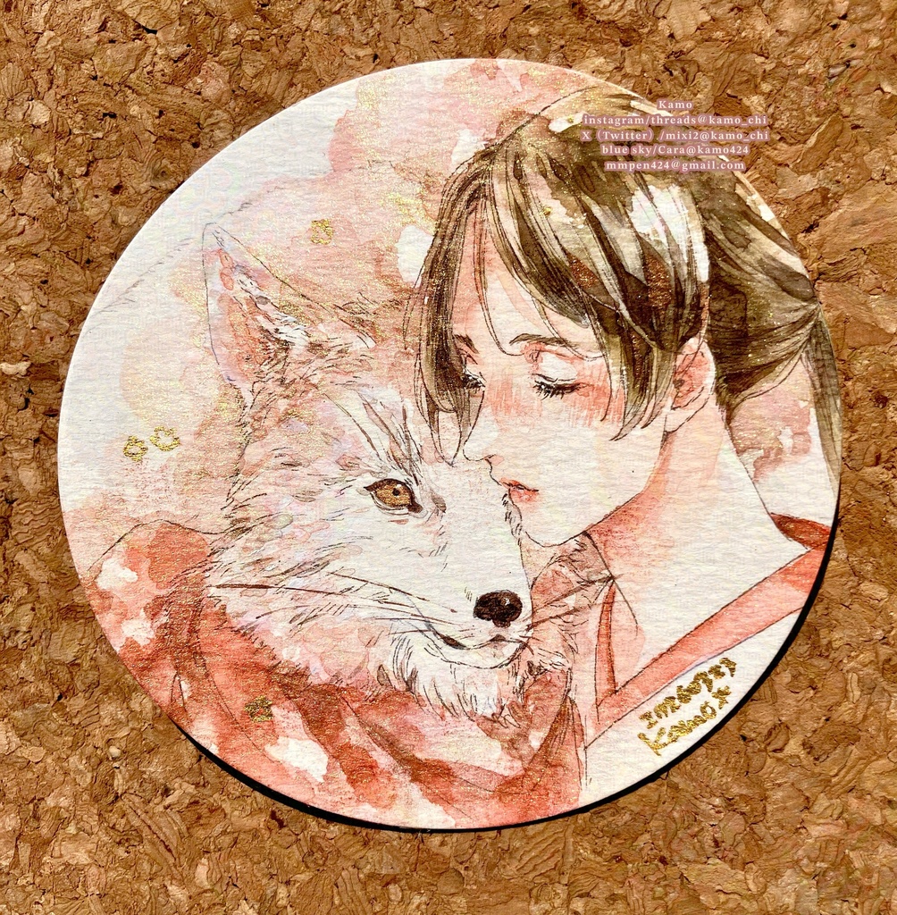 ［直径8.8cm原画］ 御狐様と巫女さん2026年3月23日