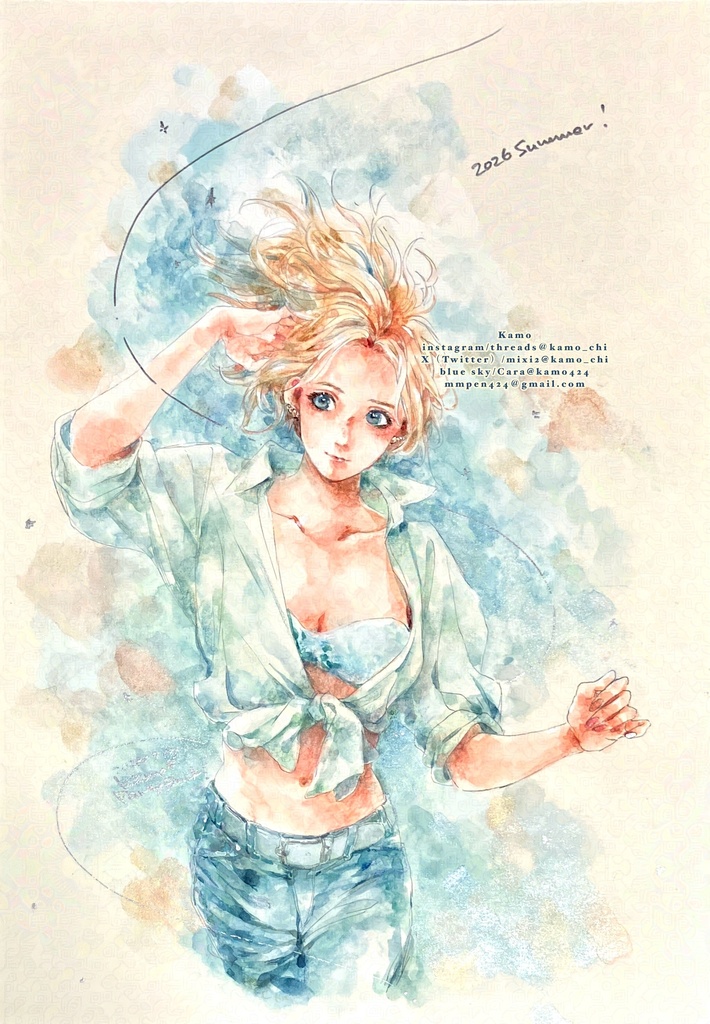 ［送料込A4原画］2026Summer！［簡易フレーム付］